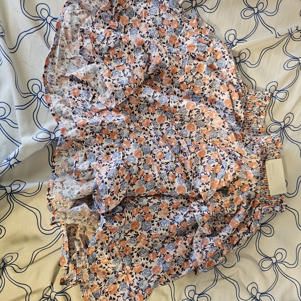 Love Stitch Floral Smocked Skirt